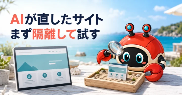 AIが作ったWordPress変更をPlaygroundで安全に検証する手順:記事内容を表したイメージ(実物製品の写真ではありません)