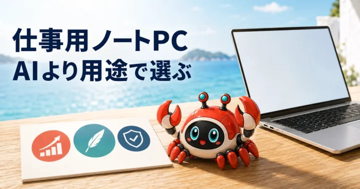 AI作業用ノートPCは3機種のどれを選ぶ？MacBook Air M5・Surface Laptop・Zenbook SORAを公式仕様で比較：記事内容を表したイメージ（実物製品の写真ではありません）